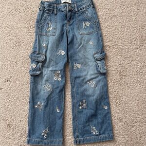 Abercrombie Kids Blue Floral Wide Leg Jeans